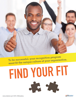 Poster encouraging employers to have safety recognition programs that fit the organization.