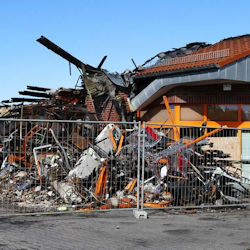 Image of a warehouse fire possibly caused by poor housekeeping.