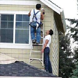 Two workers choosing to work unsafely