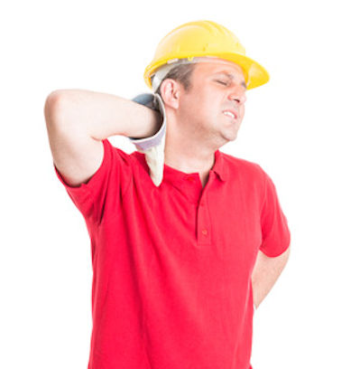 Worker experiencing sore neck and shoulders