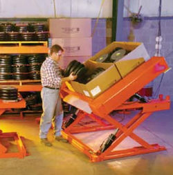 industrial tilter being used to reduce lifting stress