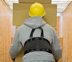 worker wearing a back belt