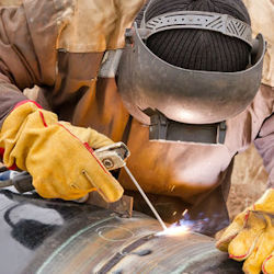 arc welding on a pipeline