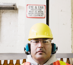 employee with hearing protection