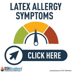 Chart showing latex allergy symptoms