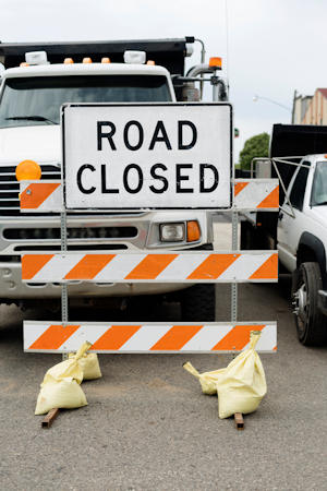 Road Closed barricade