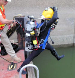 USACE diver entering water