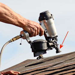 Nail gun used for asphalt roofing 