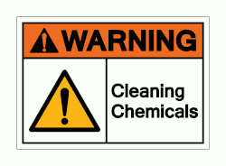 Warning sign for cleaning chemicals.