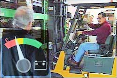 forklift with low battery alert