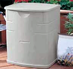 a plastic bin used for holding ice-melt chemicals