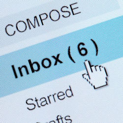 A computer screen showing an email inbox folder with 6 emails in it.