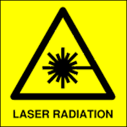 Sign showing symbol and words for laser radiation 