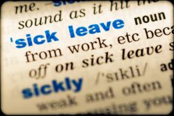 image showing the definition of sick leave from a dictionary