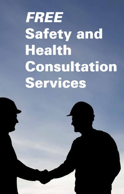 Image showing two employees shaking hands with caption Free Safety and Health Consultation Services