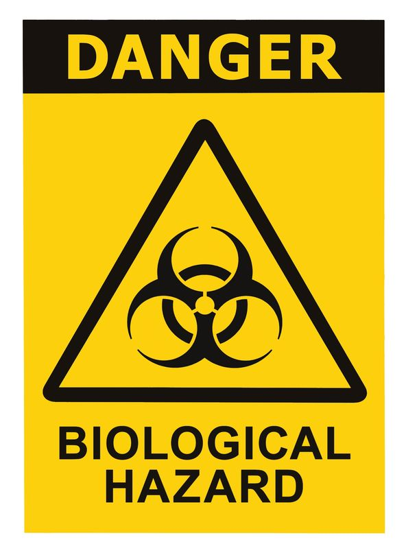 Warning sign with the words DANGER BIOLOGICAL HAZARD