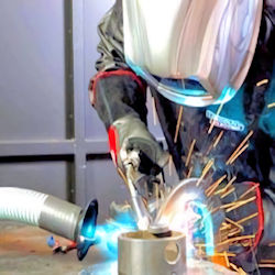 welder using local exhaust ventilation