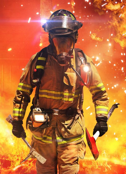 firefighter in full safety gear