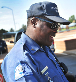 security guard patrolling outside boundary 