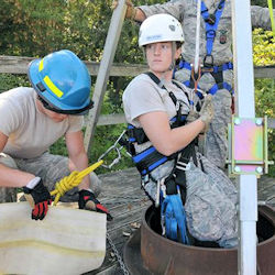 entry team preparing to enter a confined space.