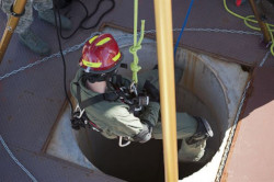 Worker repelling into a confined space