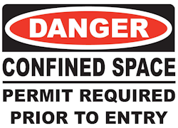 Sign showing danger confined space warning 