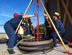 Confined space entry team using a retrieval system