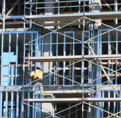 Worker on scaffolding