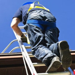 worker on a ladder