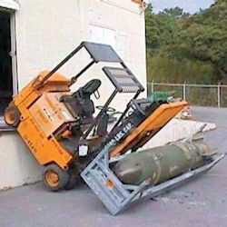 PIT Powered Industrial Truck with a load driven off a loading dock