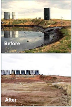 Before and after of a hazardous waste site.