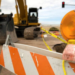 Road barricade to keep accident scene secure