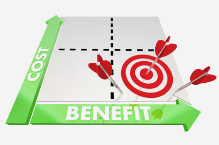 Sketch of cost vs benefit with a target on it