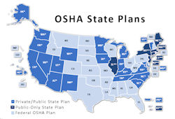 Infographic showing map of OSHA State Plan states.