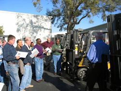 Safety committee meeting outside for training