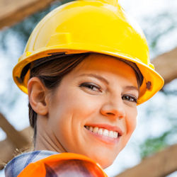 Worker wearing hard hat