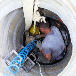 Worker in confined space.