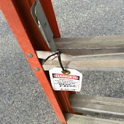 tagged defective ladder