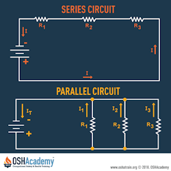 Drawing of series and parallel circuits.