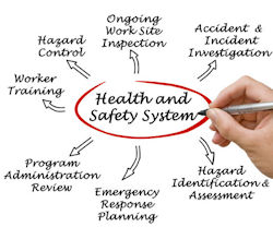 Paper with the words Health and Safety System in the center surrounded by similar supporting words.>
        								<span class=