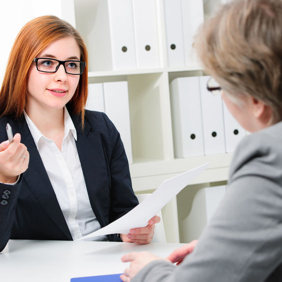 Manager and employee meeting.