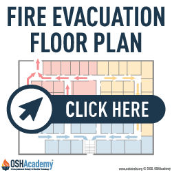 Infographic with sample fire evacuation floor plan