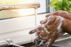 Person washing hands