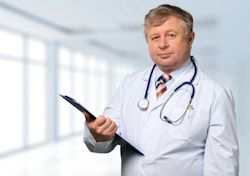 medical professional holding clipboard