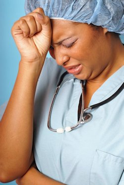 Image of nurse in emotional distress