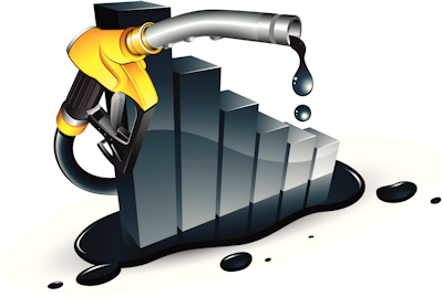 Image of a gas nozzle and a chart indicating fuel use