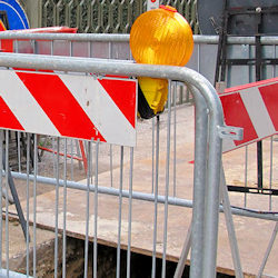 Excavation trenchs must have a crosswalk with guardrails.