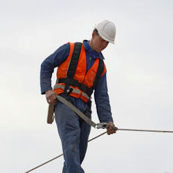 Worker inspecting equipment 