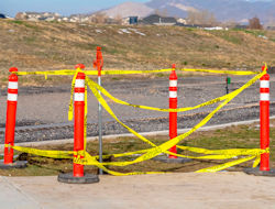 fences and barricades creating a warning barrier