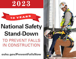 OSHA Safety Stand Down Poster about preventing falls in construction